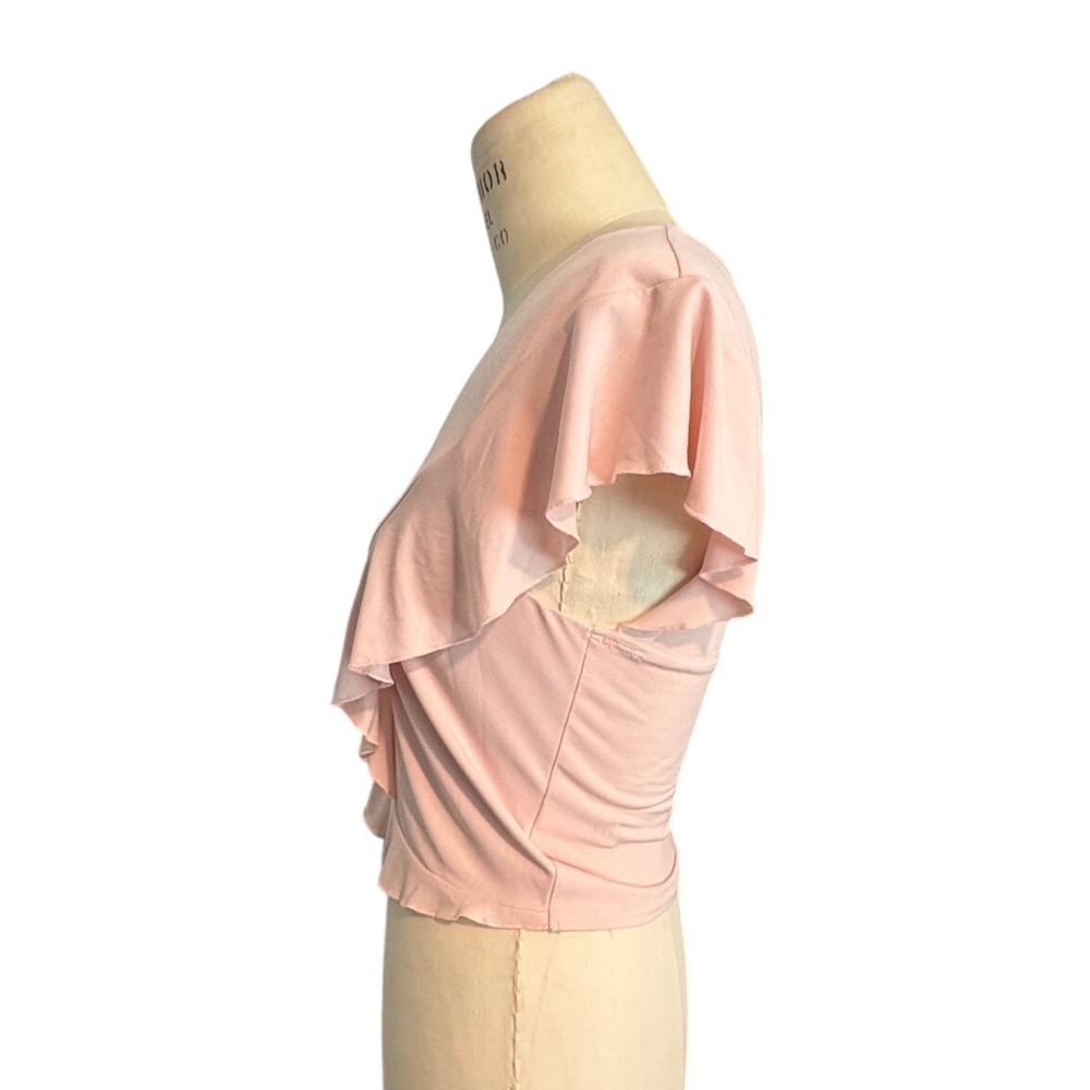 Express Blush Pink Ruffle Top Flutter Sleeve V Neck Soft Stretch XSmall
Coquette - Picture 2 of 8